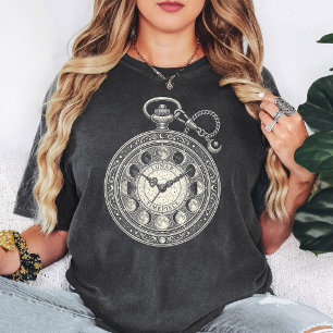 Camiseta Relógio de Bolso Peça Lunar Fases da Lua Arte