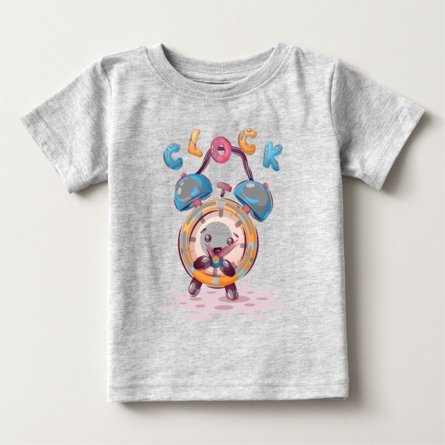 Camiseta Relógio de Cartoons | Camisa-bebê (Frente)