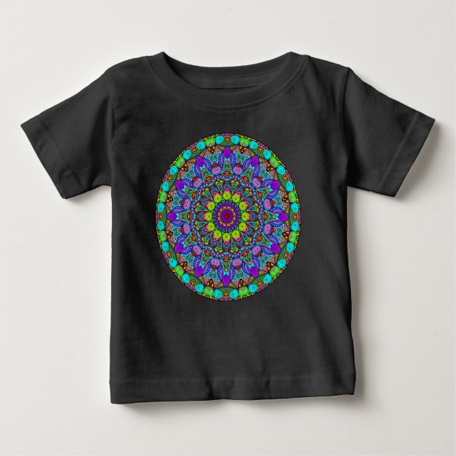 Camiseta Relógio de Mandala Pintado à Mão 4 (Frente)