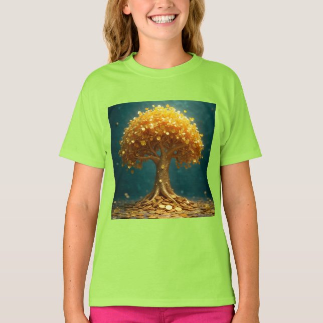 Camiseta Relógio de parede árvore do dinheiro (Frente)