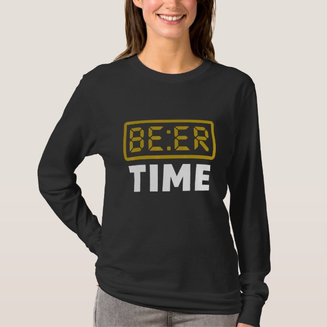 Camiseta Relógio Digital Hora da Cerveja Cerveja (Frente)