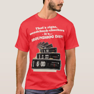 Camiseta Relógio do Alarme do Dia do Marmoço de Madeira