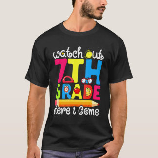 Camiseta Relógio Fofo Cuidado 7º Ano Primeiro Dia De Aula