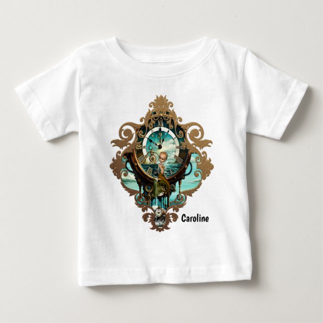 Camiseta Relógio marítimo fantástico steampunk (Frente)