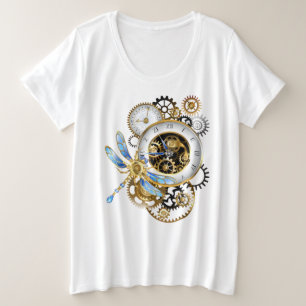 Camiseta Relógio Steampunk com Dragonfly Mecânica