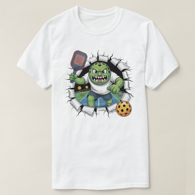 Camiseta Remada Dramática e Divertida de Raquete de Pickleb (Frente do Design)