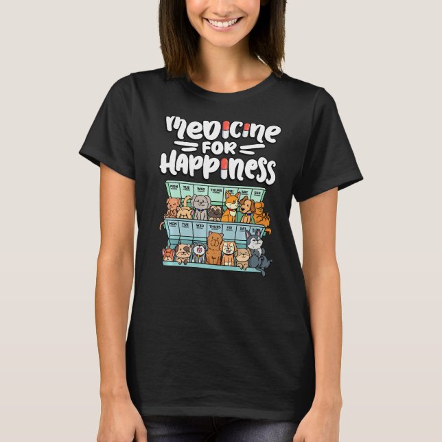 Camiseta remédio para caixa de comprimidos de felicidade ra (Frente)