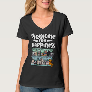 Camiseta remédio para felicidade pílula animais de raças ga