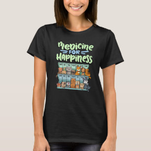 Camiseta remédio para felicidade pílula animais raças de cã
