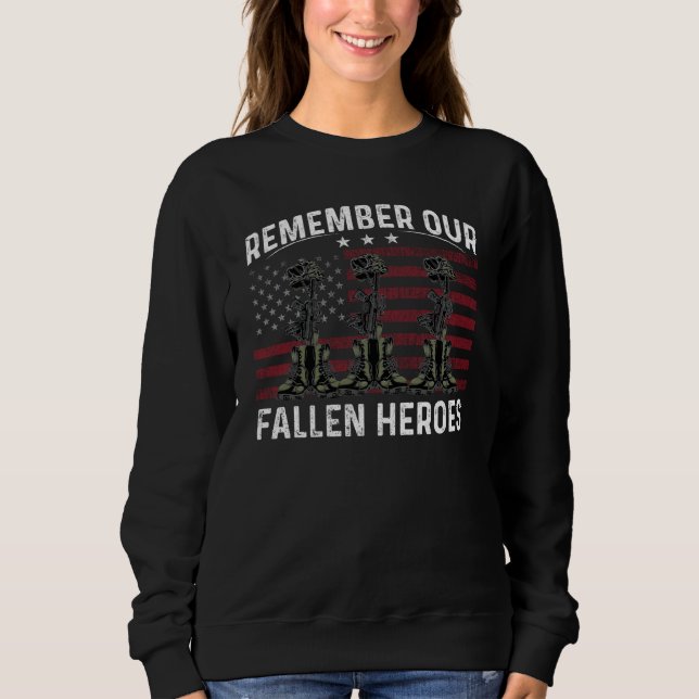 Camiseta Remember Our Fallen Heroes American Flag Memorial  (Frente)
