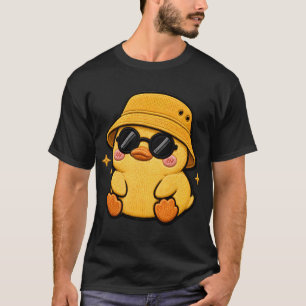 Camiseta Remendo de Bordado de Pato Bebê Fofo Kawaii