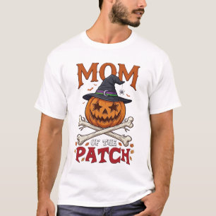 Camiseta Remendo de Mãe Abóbora de Halloween Chapéu de Brux