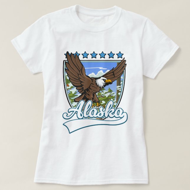 Camiseta Remendo de Viagem do Alasca (Frente do Design)