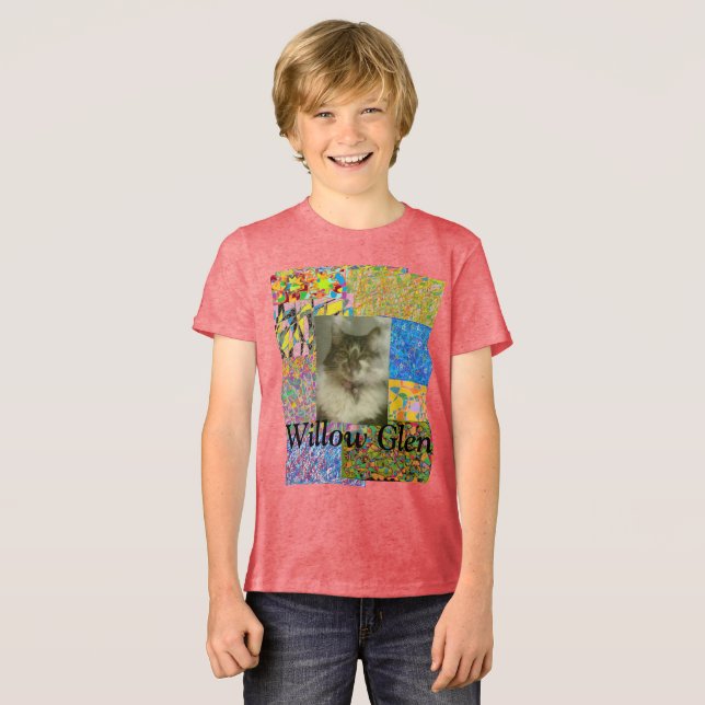 Camiseta Remendo de Willow Glen e gato (Frente Completa)