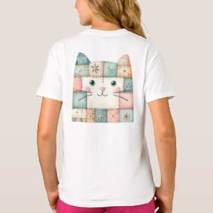 Camiseta Remendo Falso Casa Pastel Gatinho Rosto