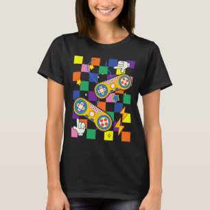 Camiseta Remendos de Jogo de Vídeo de Tecido Estético Kidco