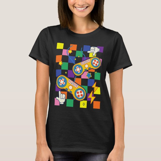 Camiseta Remendos de Jogo de Vídeo de Tecido Estético Kidco (Frente)