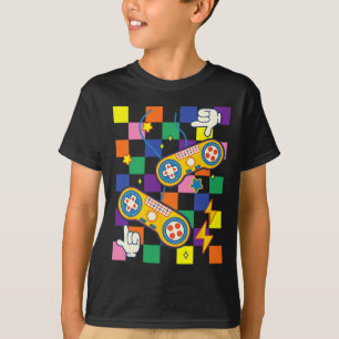 Camiseta Remendos de Jogo de Vídeo de Tecido Estético Kidco