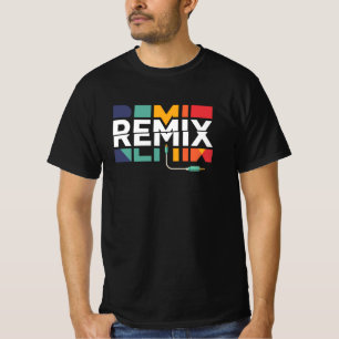Camiseta Remix de Áudio   Gráfico Geométrico Retro de Músic