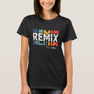 Camiseta Remix de Áudio   Gráfico Geométrico Retro de Músic