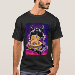 Camiseta Remix do Space Cat DJ pancake Remix para a galáxia