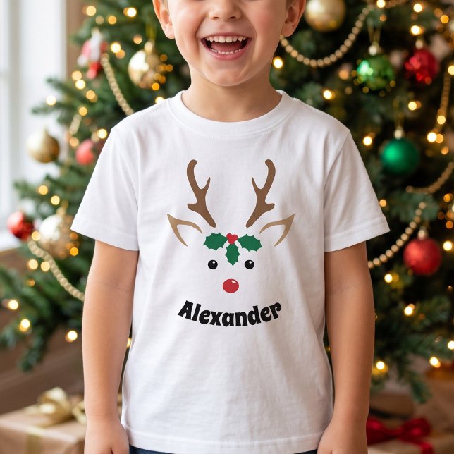 Camiseta Rena com Nome Personalizado - Véspera de Natal (Criador carregado)