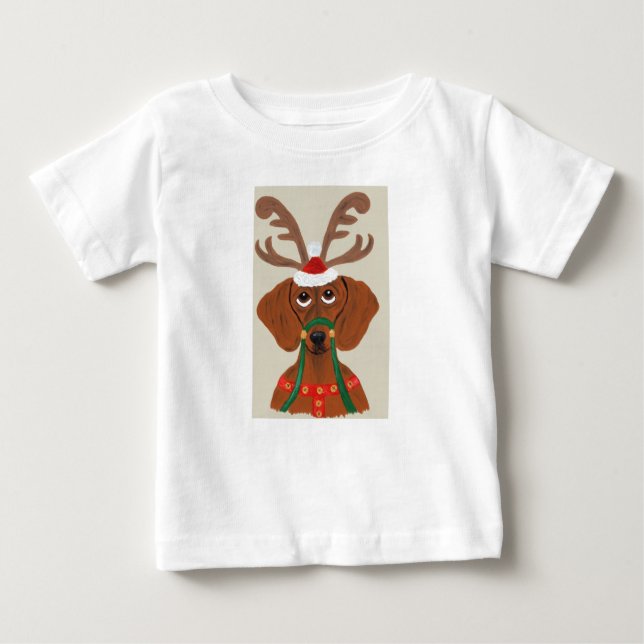 Camiseta Rena de Dachshund (Frente)