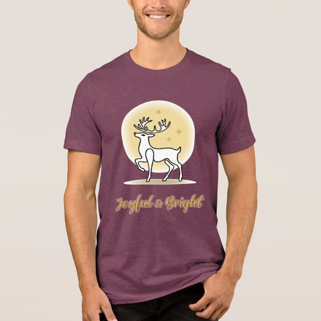 Camiseta Rena de Natal Alegre e Brilhante (Frente)
