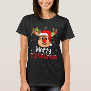 Camiseta Rena de Natal Alegre Família Homens Mulheres Crian