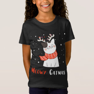 Camiseta Rena de Natal Bonita Gato Gatinho Fresco Xm