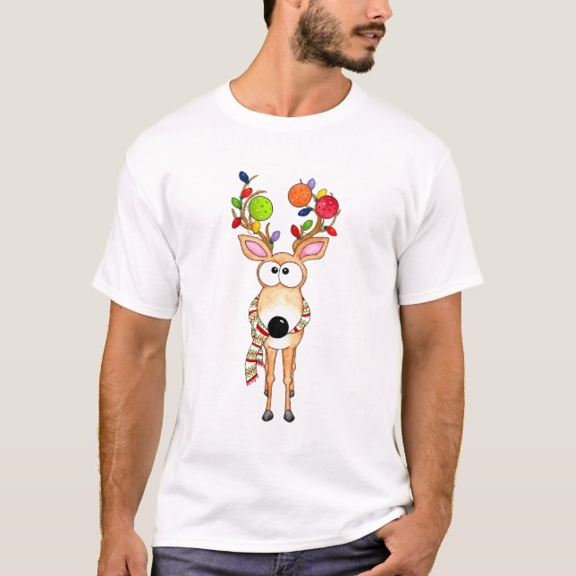 Camiseta Rena de Natal de Pickleball (Frente)