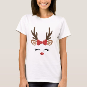 Camiseta Rena de Natal Fofa Férias de Inverno