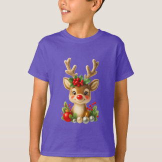 Camiseta Rena de Natal Fofa Ilustração 3D | Feriado