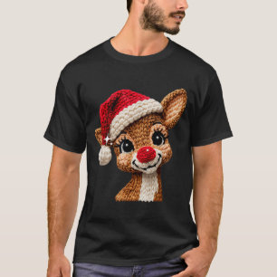 Camiseta Rena de Natal Fofa Tricotando Presente Divertido H