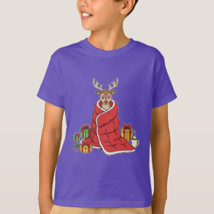 Camiseta Rena de Natal Fofo e Aconchegante em Cobertor Dive