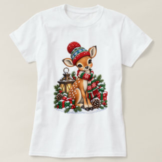 Camiseta Rena de Natal Vintage Retrô Férias de Inverno