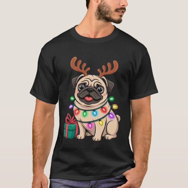 Camiseta Rena de Pug de Natal (Frente)