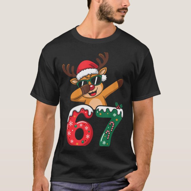Camiseta Rena Divertida Dab Seis Sete 67 Natal Dabbing  (Frente)