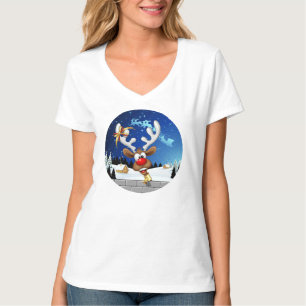 Camiseta Rena divertida espiando Meme de Natal