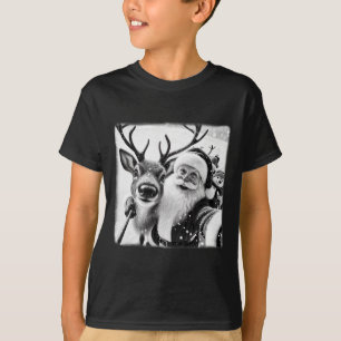 Camiseta Rena divertida selfie Natal Papai Noel Natal C