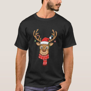 Camiseta Rena divertida vestindo chapéu e cachecol de Papai