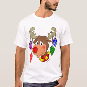 Camiseta Rena do Natal com ornamento