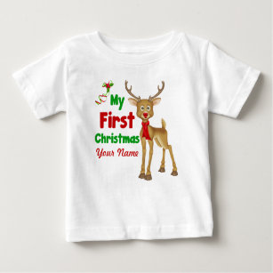 Camiseta Rena do Natal do bebê primeira