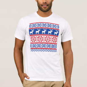 Camiseta Rena e flocos de neve nórdicos