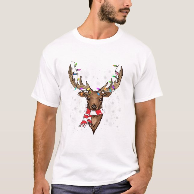 Camiseta Rena Escocesa Cervo Búfalo Feriado (Frente)
