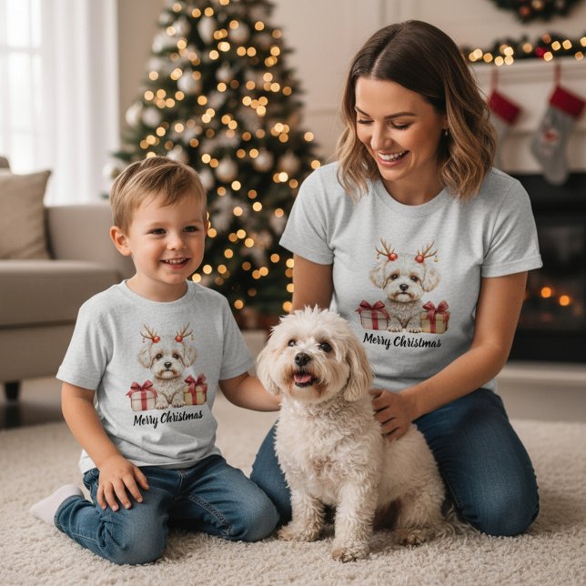 Camiseta Rena Fluffy - cachorro Bichon Frise (Criador carregado)
