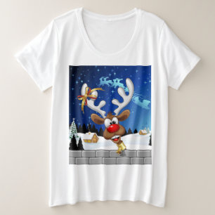 Camiseta Rena Fofa Espiando Meme de Natal