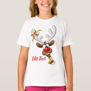 Camiseta Rena Fofa Espiando Meme de Natal