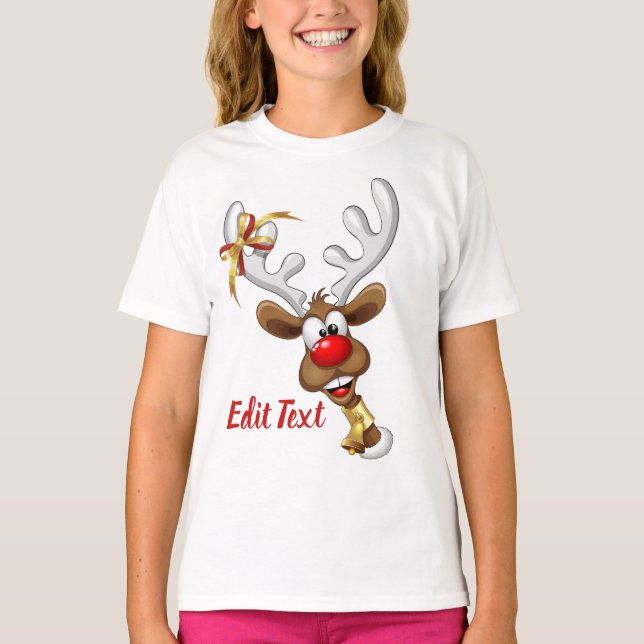 Camiseta Rena Fofa Espiando Meme de Natal (Frente)