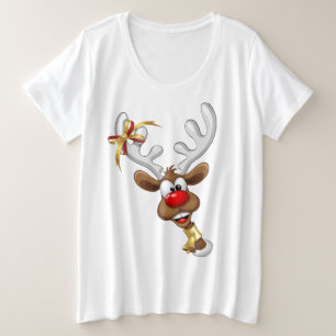 Camiseta Rena Fofa Espiando Meme de Natal